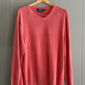 Vineyard Vines Sweater Nantucket Red V-Neck Cotton Cashmere XL Preppy Old Money